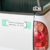 Modern Mint Damask Wedding Invite Bumpersticker (Op Truck)
