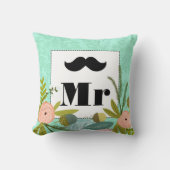 Modern Mint Damask Wedding Invite Kussen (Voorkant)