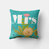 Modern Mint Damask Wedding Invite Kussen (Achterkant)