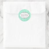 Modern Mint Damask Wedding Invite Ronde Sticker (Tas)