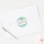 Modern Mint Damask Wedding Invite Ronde Sticker (Envelop)