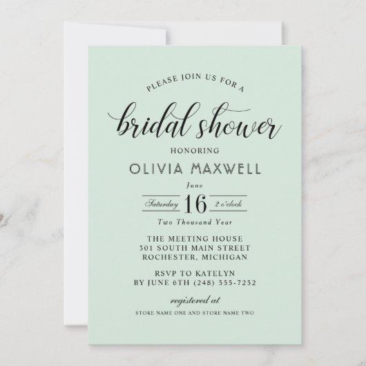 Modern Mint en Black Script Vrijgezellenfeest Kaart (Voorkant)