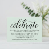 Modern Mint en Black Script Wedding Celebrate Informatiekaartje (Staand voorkant)