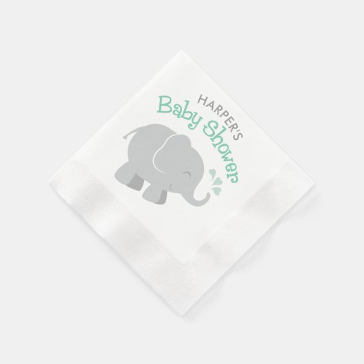 Modern Mint en Gray Elephant Baby shower Servetten (Hoek)
