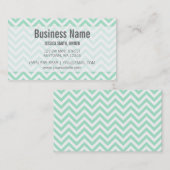 Modern Mint en White Chevron Pattern Visitekaartje (Voorkant / Achterkant)