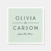 Modern mint en zwart trouwmonogram servetten (Voorkant)