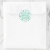 Modern Mint Green Floral Girly Monogram met naam Ronde Sticker (Tas)