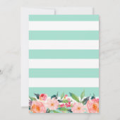Modern Mint Green Flowers Wedding Celebration Kaart (Achterkant)