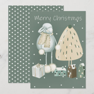 Modern Mint Green Merry-kerstgeest Feestdagenkaart