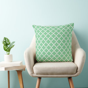 Modern Mint Green Moroccan Quatrefoil Pattern Kussen
