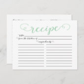 Modern Mint Green Script Vrijgezellenfeest Recept  Briefkaart (Voorkant / Achterkant)