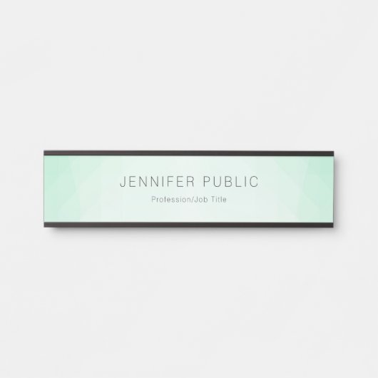 Modern Mint Green Simple Elegant Trendy Sjabloon Deurbordje (Voorkant)