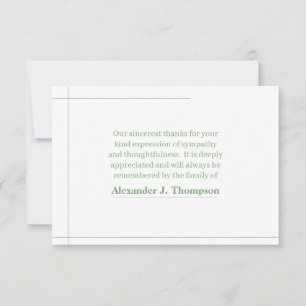 Modern Mint Green & White Abstracte begrafenis Bedankkaart