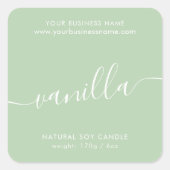 Modern mint groen scriptkaarsenetiket vierkante sticker (Voorkant)