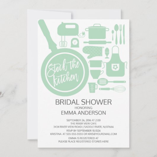 Modern Mint Kitchen Bridal Shower Kaart (Voorkant)