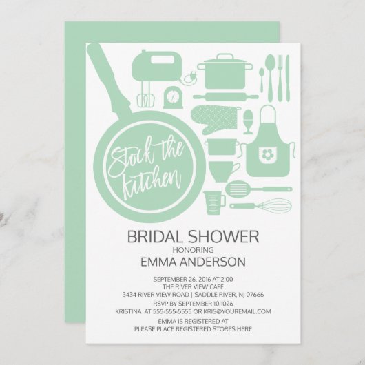 Modern Mint Kitchen Bridal Shower Kaart (Voorkant / Achterkant)