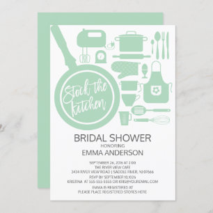 Modern Mint Kitchen Bridal Shower Kaart