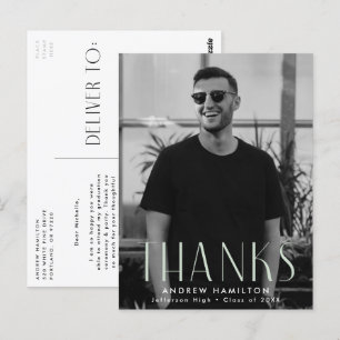 Modern Mint Photo Afstuderen Dank u Briefkaart