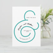 Modern Mint Turquoise Script Big Ampersand Wedding Save The Date (Staand voorkant)