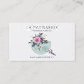 Modern Mint Waterverf Floral Bakery Pastry Chef Visitekaartje (Voorkant)