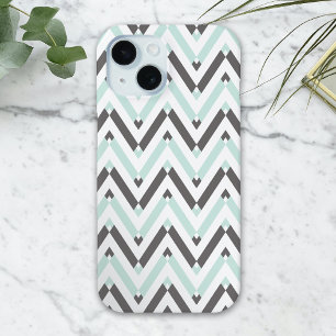 Modern Mint White Grey Geometric Chevron Design Ca