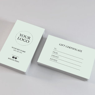 Modern Mint Zakelijk Logo Giftcertificaat Visitekaartje