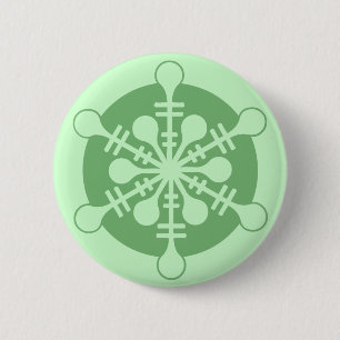 Modern Minty Green Kerstmis Snowflake Ronde Button 5,7 Cm