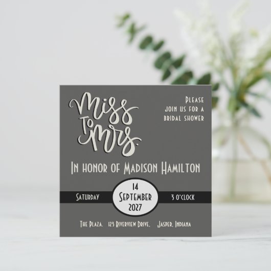 Modern Miss to Mrs Fun Inspirivity Vrijgezellenfee Kaart (Staand voorkant)