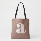 Modern Mocha Bruin Vet Retro Monogram Initiaal Draagtas (Voorkant)