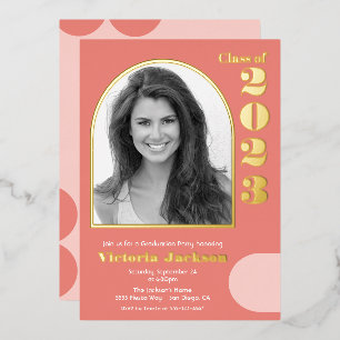 Modern Mod Arch Foto Graduation Party Folie Uitnodiging