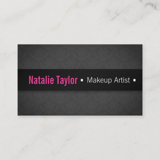 Modern, Mode, Glamor, Damask, Makeup Artist Visitekaartje (Voorkant)