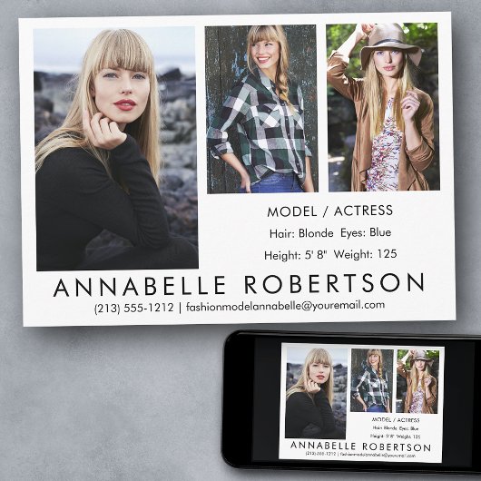 Modern Model Actor 3 Foto's Comp Kaart