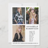 Modern Model Actor 4 Foto Comp Kaart (Achterkant)