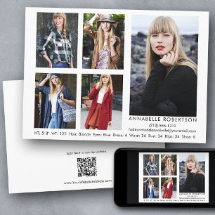 Modern Model Actor QR Code Terug 5 Foto Comp Kaart