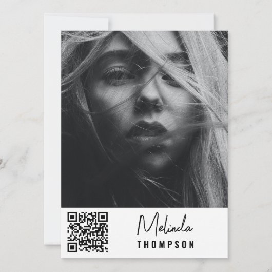 Modern Model Comp Card 5 Foto QR Code Wit Kaart (Voorkant)
