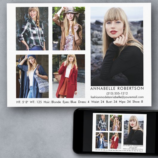 Modern Model en Actor 5 Photo Comp Kaart