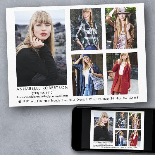 Modern Model en Actor 5 Photo Comp Kaart