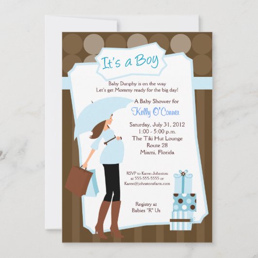 Modern Mom Baby shower Invitation - Baby Boy! (Devant)