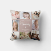 Modern Mom Custom Photo Collage Roze Hart Kussen (Voorkant)