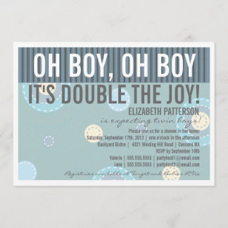 Modern Mom Twin Boy Baby shower Invitation