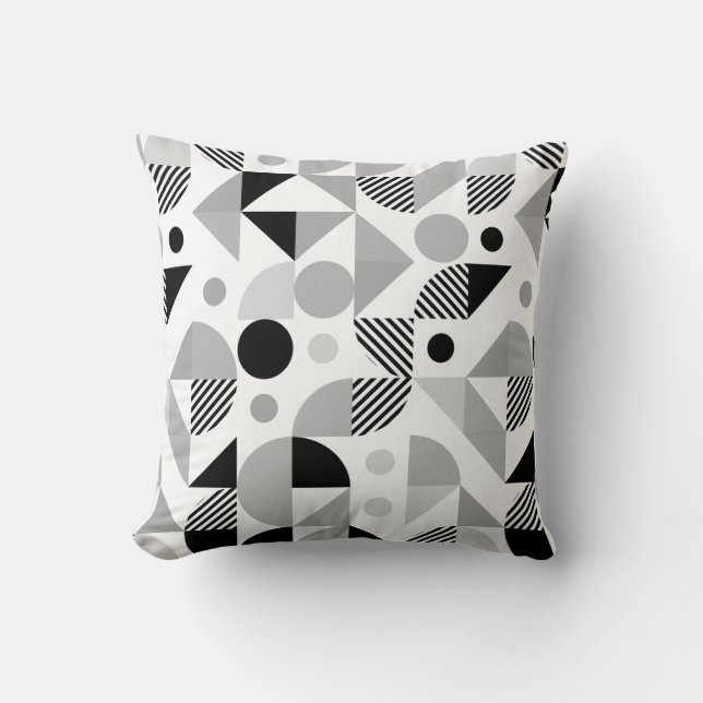 Modern monochroom geometrisch patroon kussen (Voorkant)