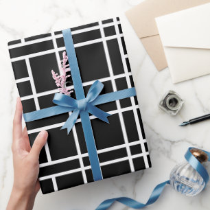 Modern monochroom raster zwart abstract patroon cadeaupapier