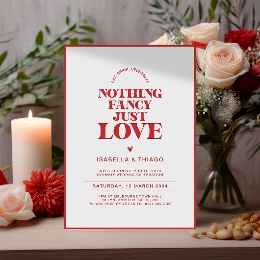 Modern monochroom Rood Niets fancy, gewoon liefde Save The Date