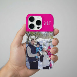 Modern Monogram 1 Photo Hot Pink iPhone 16 Pro Hoesje