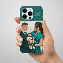 Modern Monogram 1 Photo Teal Green iPhone 16 Pro Hoesje