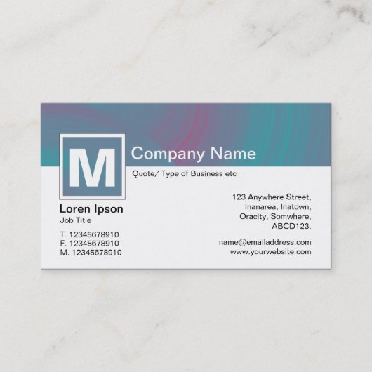 Modern Monogram - Abstracte wielen - Kleuren Visitekaartje (Voorkant)