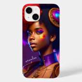 Modern Monogram Afro Steampunk Meisje Case-Mate iPhone Case (Achterkant)