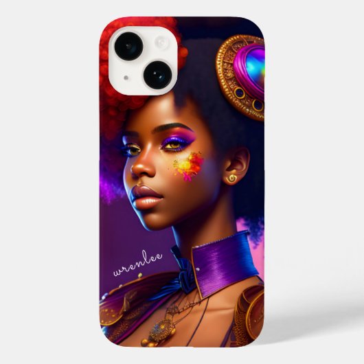 Modern Monogram Afro Steampunk Meisje Case-Mate iPhone Case (Achterkant)