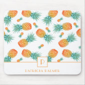 Modern Monogram Ananas Fruitpatroon  Muismat (Voorkant)