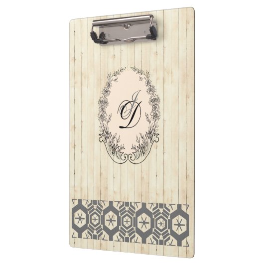 Modern Monogram Antiek Patroon Hout Klembord (Links)